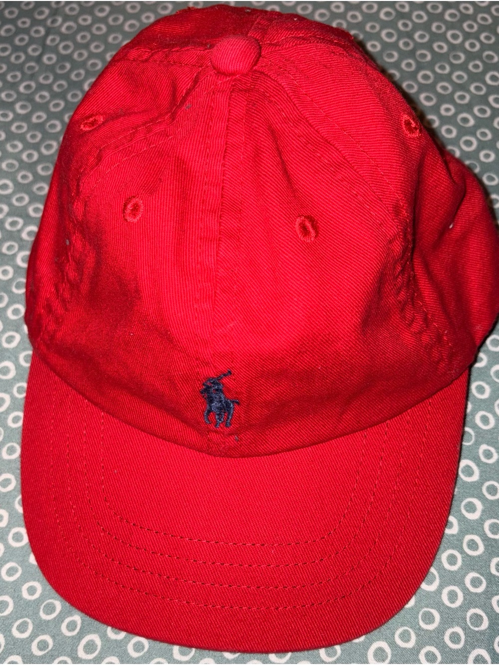 Ralph Lauren Red Baseball Cap with Navy Polo Pony Embroidery